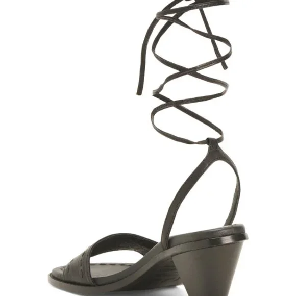 NEW FRYE Leather Estelle Ankle Tie Sandals black for women 567mn - Picture 10 of 10